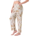 thumbnail image 4 of Pantalones de lounge para mujeres INSPIRE CHIC con patrón de flores y puntos, pantalones de pierna ancha, cintura elástica con bolsillo, pijama de noche XL floral, 4 of 6