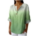 thumbnail image 2 of JUSLIO Button-Up Tops for Women Relaxed Fit Casual Shirts Fashion Long sleeve V Neck Shirts Green S, 2 of 5