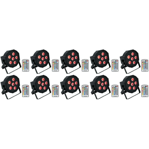 (10) Rockville BATTERY PAR 6RF Rechargeable RGBWA UV Wireless DMX Lights Remotes