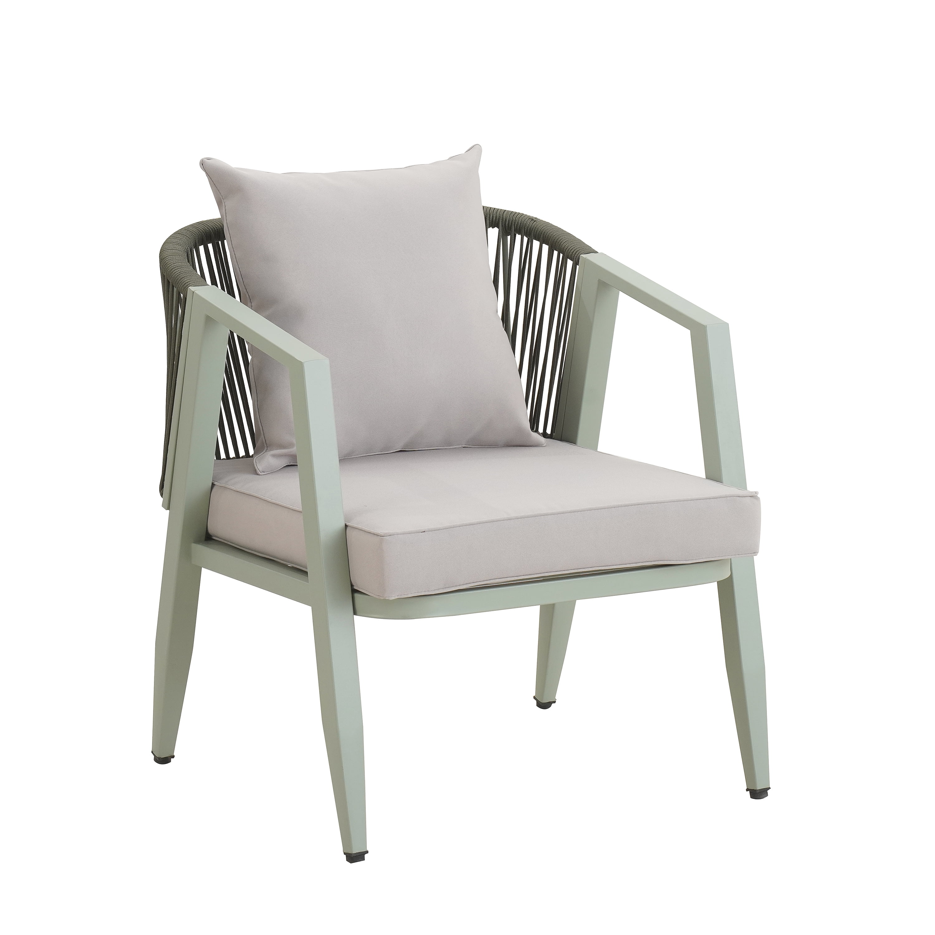 YIORTWO 4-Piece Outdoor Patio Furniture Set, Iron Frame Bistro Set with Cushioned Seating, Includes Table & Bench, for Garden, Poolside, Balcony - Green