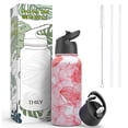thumbnail image 4 of Stainless Steel Insulated Water Bottle - THILY Triple Insulated 32 oz Leakproof Wide Mouth Water Flask with Straw & Flip Lids, BPA Free, for Gym, Travel, Hiking, Red Lotus, 4 of 4