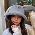 thumbnail image 1 of Birdeem Women's Cute Rabbit Ear Hat Plush Thickened Warm Fashion Bucket Hat, 1 of 12