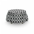 thumbnail image 3 of Black and White Ottoman Cover, Abstract Black Dots, 2 Piece Slipcover Set with Ruffle Skirt for Square Round Cube Footstool Decorative Home Accent, Standard Size, Black White, by Ambesonne, 3 of 5