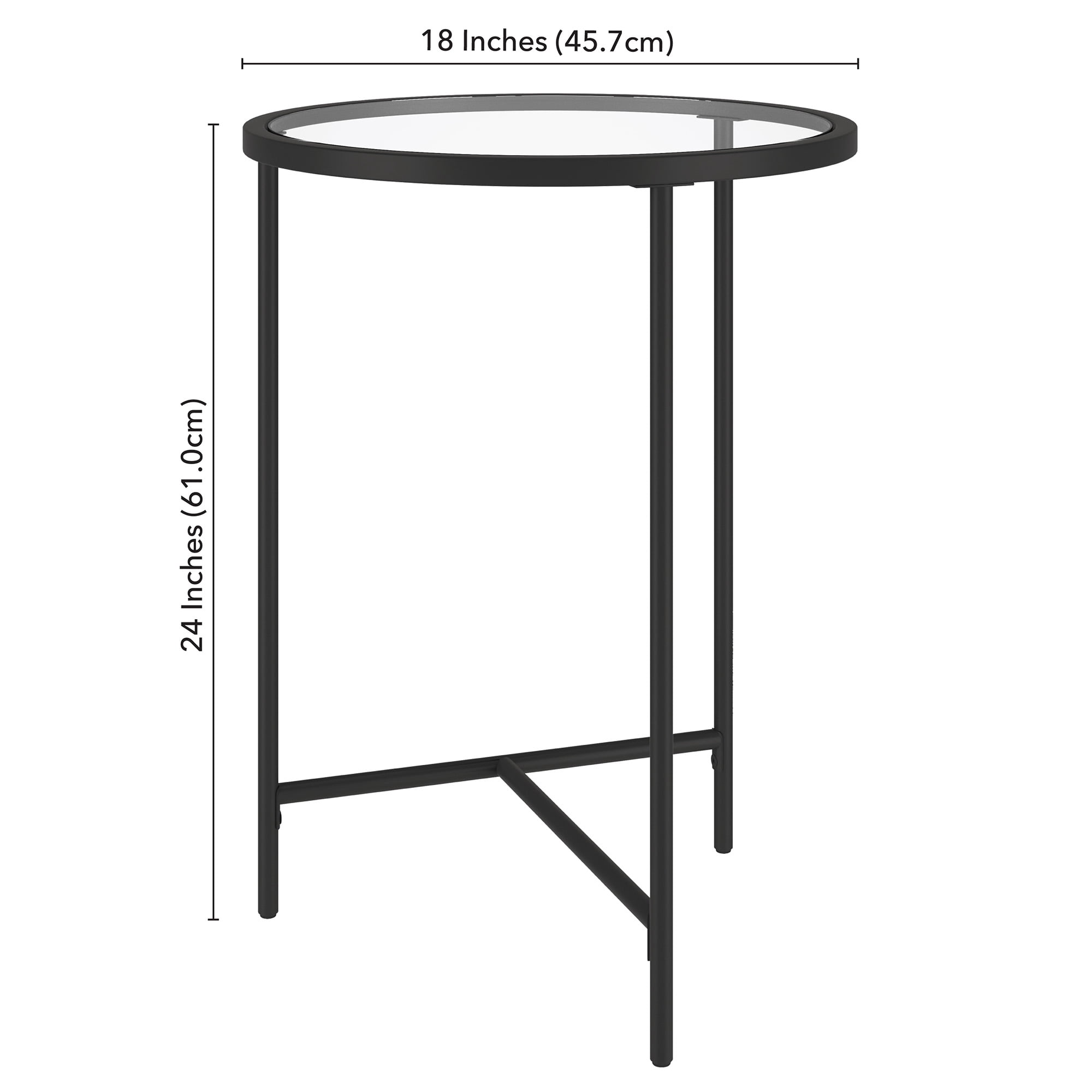 Evelyn&Zoe Berenson 18" Wide Round Side Table with Glass Top, Blackened Bronze