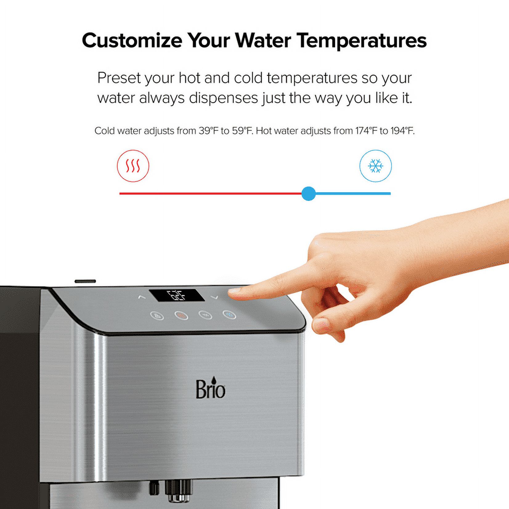 Brio Moderna Stage Reverse Osmosis Bottle-Less Water Cooler Hot and Cold,  Height 40.5
