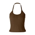 thumbnail image 5 of Crop Halter Tank Tops for Women Casual V Neck Knit Slimming Camisole Top Y2k Going out Tops Summer Outfits, 5 of 5
