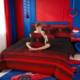 thumbnail image 4 of meiyoeat Red Black Monogram L 7Pcs Queen Bedding For Boys,Gradient Initial Print Bedding Comforter Set Queen,Black Reversible, 4 of 7