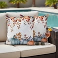 thumbnail image 4 of Orange Blue Fall Outdoor Waterproof Pillow Covers, Thanksgiving Maple Leaf Botanical Decorative Square Throw Pillowcase Sofa Cushion Sham for Patio/Couch/Chair, 24"x24" 2 Pack, 4 of 8