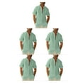 thumbnail image 3 of pitrice Men Shirt Casual Short Sleeve Breathable Replacement Button Down Solid Color Fashionable Home Dating Shirts Top Green XL 5Set, 3 of 6