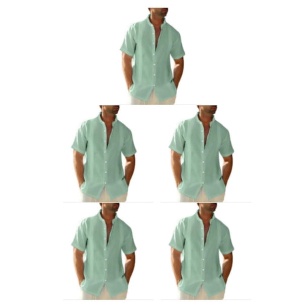 Camisa de poliéster para hombre Minnieouse Casual Transpirable Manga Corta Verde 3XL Type2 NO2