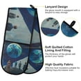 thumbnail image 2 of Yayeee Double Oven Mitt Kitchen Heat Resistant Baking 35" x7" Quilted Glove, Blue Planet, 2 of 6