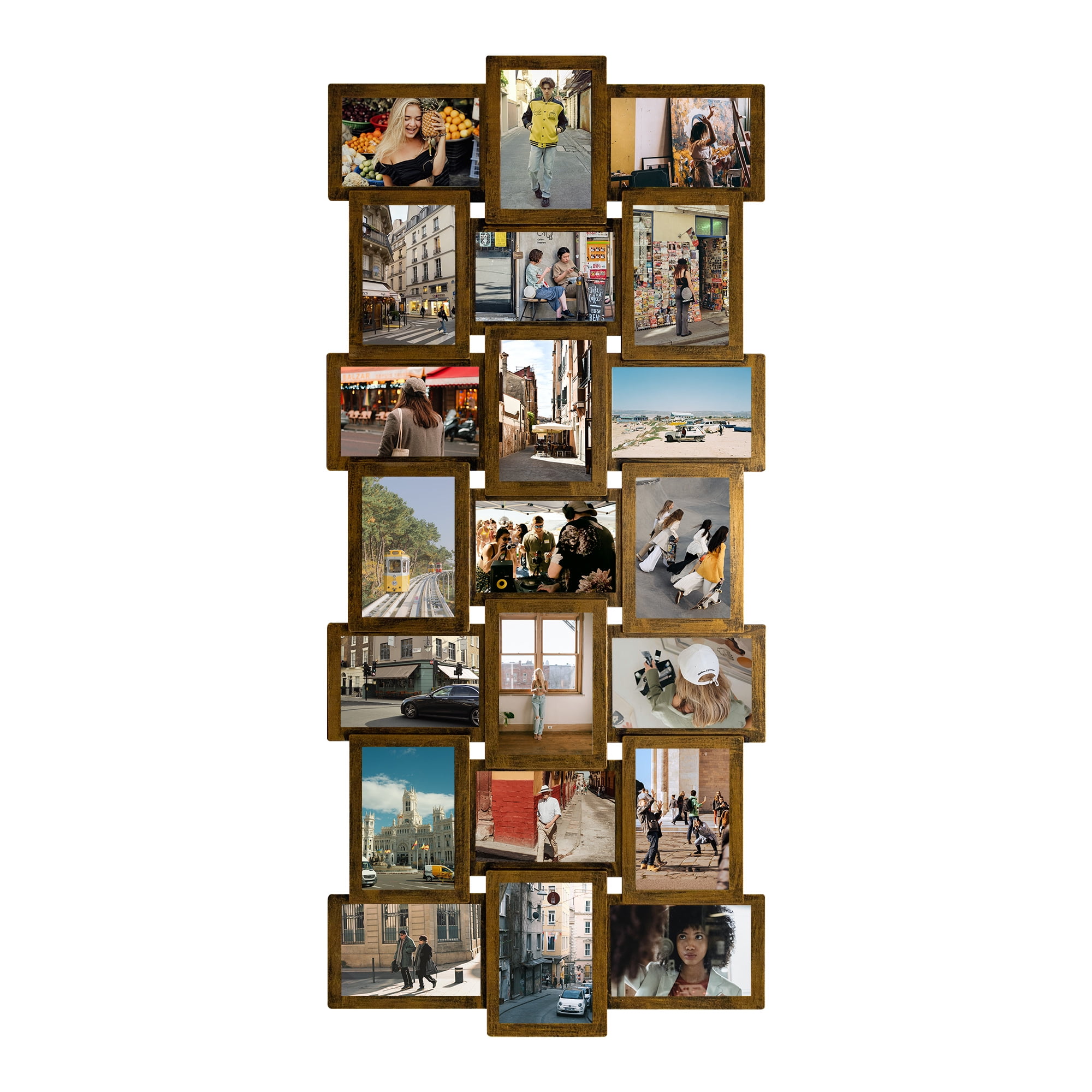 Classic 21 Openings Multiple Photo Frame Family Collage Picture Frames 6x4 Gold For Wall