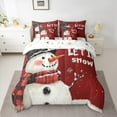 thumbnail image 2 of Feelyou Kawaii Cartoon Snowman Bedding Comforter Set 7 Pieces, Winter Snowflake Print Full Bedding Set, Merry Christmas Reversible Fitted Sheet Flat Sheet, Super Cozy Room Decor, 2 of 7