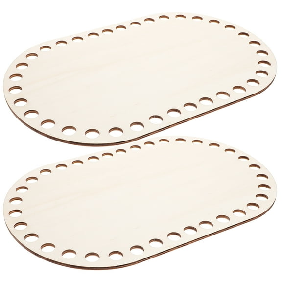 Onaparter 2 Pcs Wooden Blank Solid Crochet Basket Base Hook Bases Woven Hamper DIY Bag Bottom Shaping Pad Purses （As Shown）