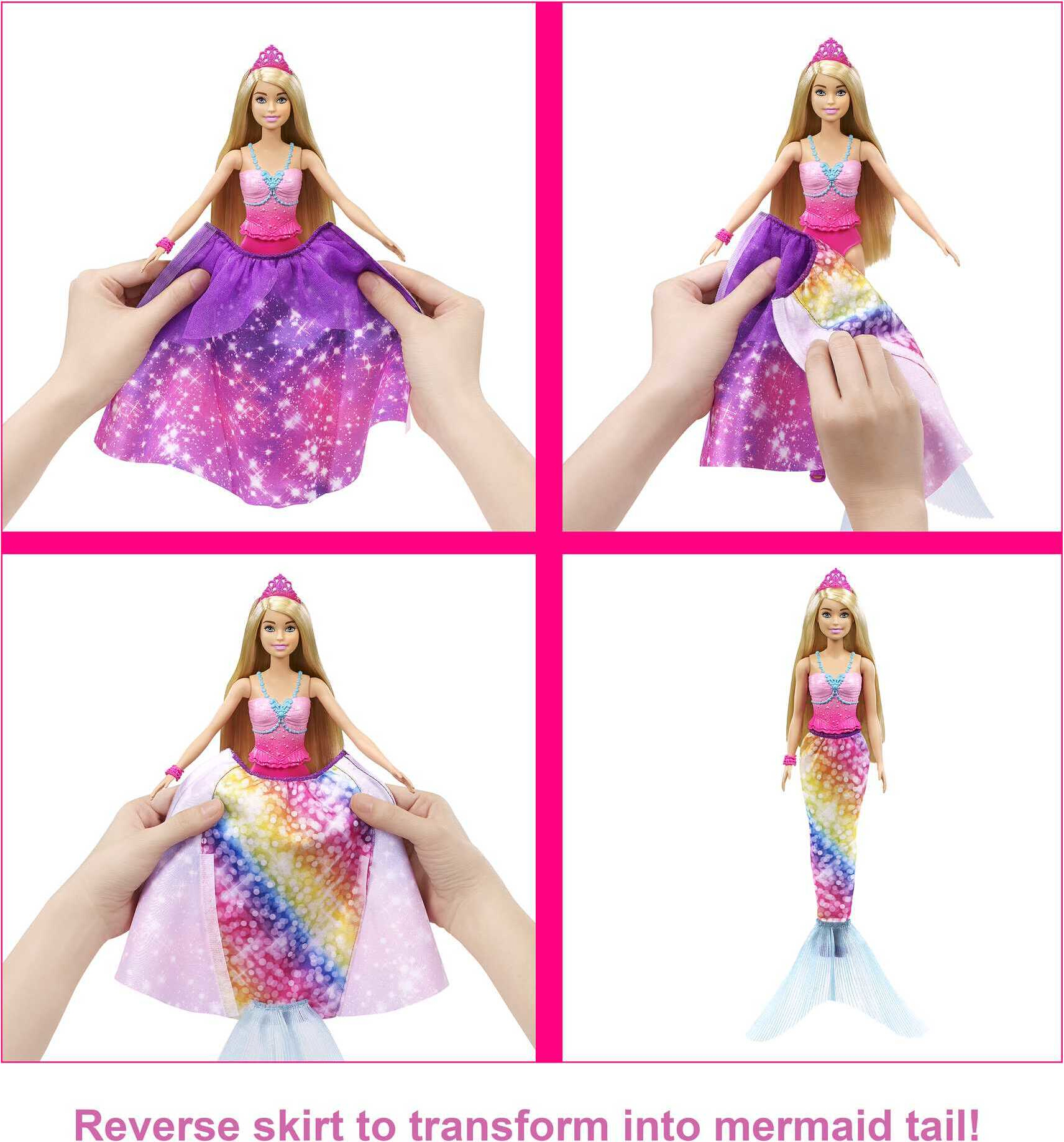 Barbie Dreamtopia Fantasy Doll, 2-in-1 Royal to Mermaid Transformation with Accessories - image 4 of 6