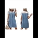thumbnail image 3 of Vestido de Verano de Encaje con Retazos para Mujer, con Bolsillo, Informal, Abotonado, de Corta Azul M, 3 of 7