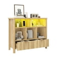thumbnail image 3 of Uforic 5 Cube Bookcase with LED Light, Modern 3 Tier Bookshelf with Drawers for Home Office, 3 of 9
