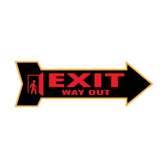 Arrow Shape Exit Way Out Right 12x4" Wall or Door Sign | Public Signage