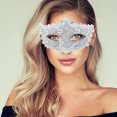 thumbnail image 5 of Unique Bargains 1 Pc Pointed Head Dragon-Design Half Face Party Mask for Masquerade Party Silver Tone, 5 of 5