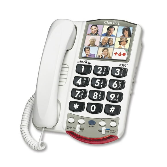 Clarity (P300) Téléphone Photo Amplifié - Grand Bouton Téléphone à Domicile / Téléphone de Bureau à Volume Réglable