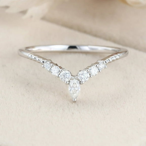 Eclet Jewels Marquise Cut 1.2 Ct Diamond Ring for Gifts - 14K White Gold Plated Ring - V Shape Wedding Engagement Ring for Women's - Diamond Beautiful Special Occasion Rings - Graduation Gifts