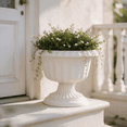 thumbnail image 5 of huayou Vintage European Pedestal Plastic Planter, Retro Fluted Urn Flower Pot for Hydroponic Greenery Patio Garden Home Decoration, 5 of 5