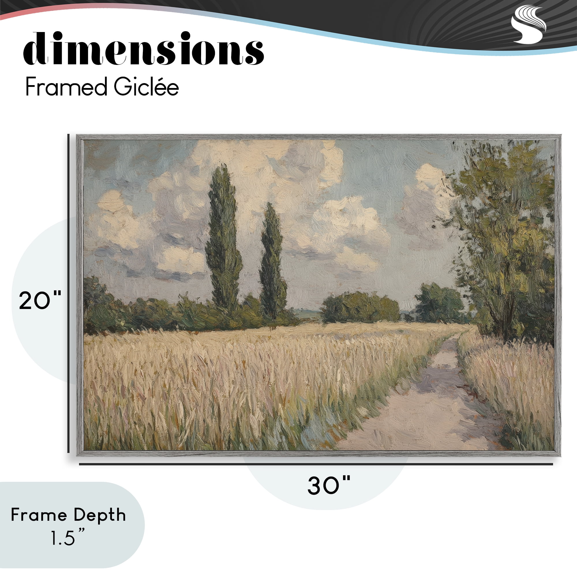 Stupell Industries Summer Path Between Poplars Gray Framed Giclee Art, design by Petal Prints Design