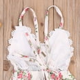 thumbnail image 7 of Douhoow Baby Girls Sleeveless Romper Floral Print V Neck Lace Patchwork Jumpsuit Backless Bodysuit, 7 of 7