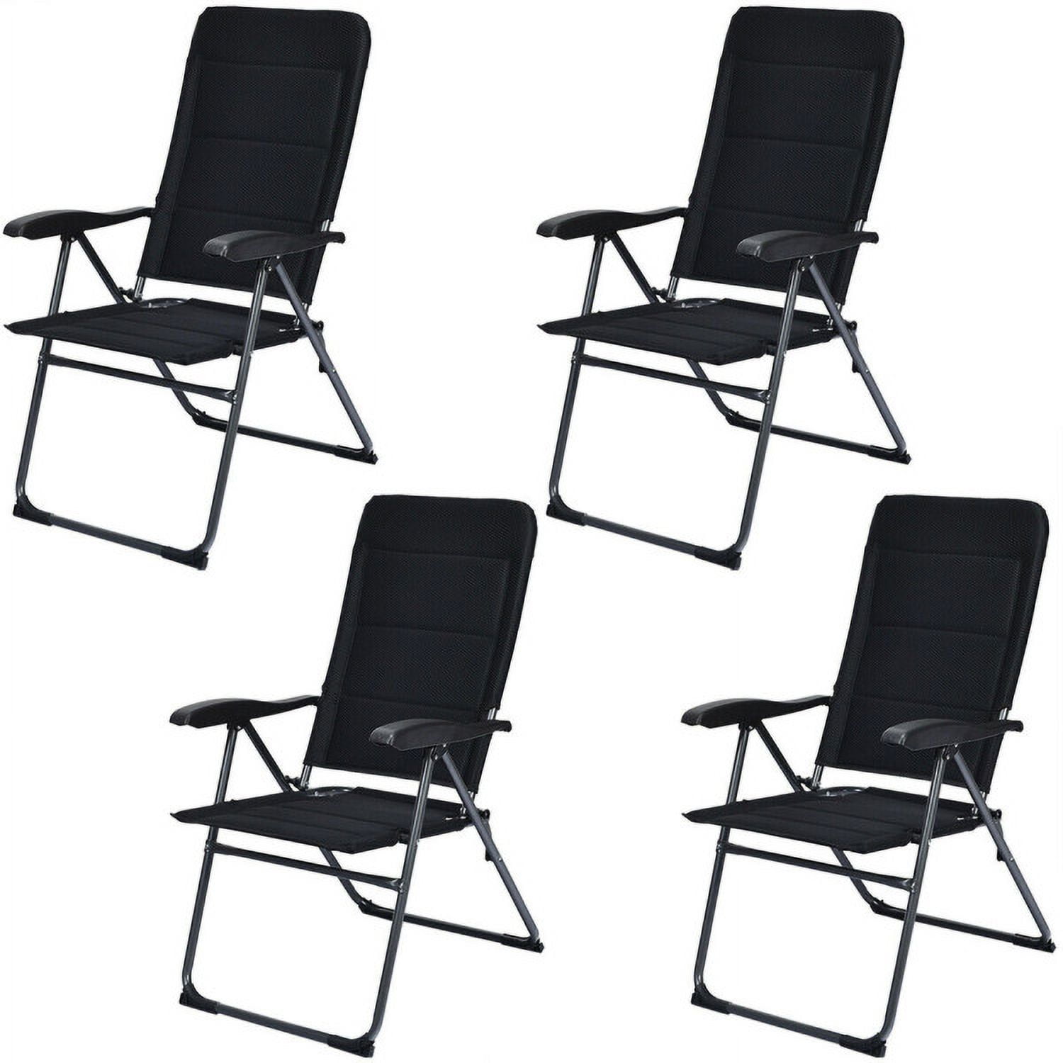 Aimee Lii Set of 4 Patio Folding Chairs with Adjustable Backrest, Outdoor Patio Set, Black
