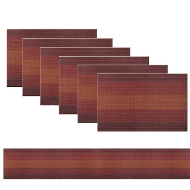 Placemats Set of 6 and Table Runner,Heat Resistant Vinyl Woven Washable Table mats Sets (6 Placemats 1 Table Runner,Scarlet Red)