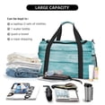 thumbnail image 5 of Rocae Teal Turquoise Wood Print Hand Travel Bag Travel Duffel Bag and Fitness Bag, Women's Waterproof Weekend Tote, Men's Travel and Fitness Essentials, 5 of 7