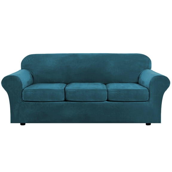 Goowood Velvet Couch Cover High Stretch Sofa Slipcovers 4 Piece Furniture Protector with Individual Cushion Covers for 1 Seater Armchair