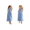 thumbnail image 3 of Women'S Summer Sleeveless Casual Dresses V-Neck Wrinkles Backless Party Dress Blue M, 3 of 7