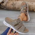 thumbnail image 3 of Women's Platform Wedges Sandals Comfortable Non Slip Slides Lightweight Open Toe Backless Beach Sandal Gray Size 8, 3 of 7