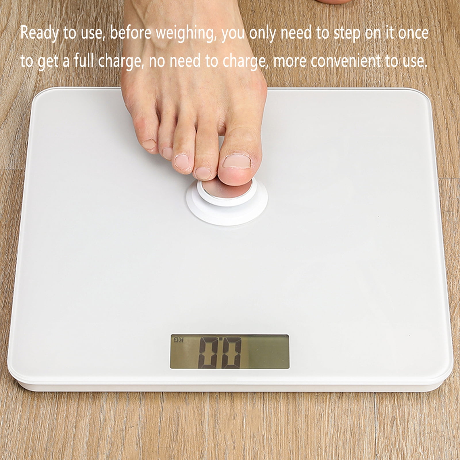 Ueasy Self Electric Body Weight Scale Bathroom Scale for Accurate Measurement Eco-Friendly Battery-Free High Precision Tempered Glass Surface Large LCD Display Non-Slip Design 360LB Capacity