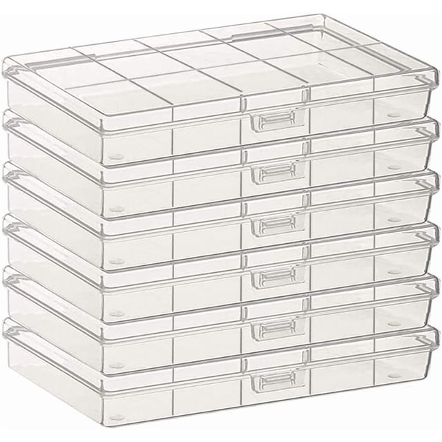 Gebildet 6pcs Plastic Transparent Storage Case Accessory Parts Storage Box for Tiny Bead, Herbs, Pills and Other Small Items