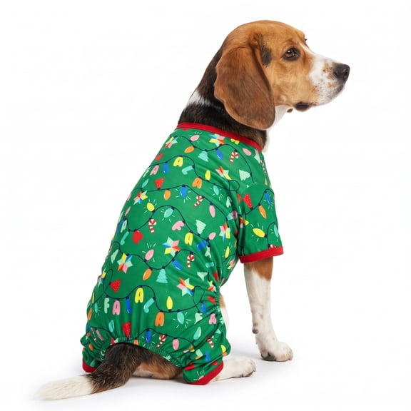 Vibrant Life Holiday Fa La La Lights Pajamas for Dogs, Multicolor, Medium