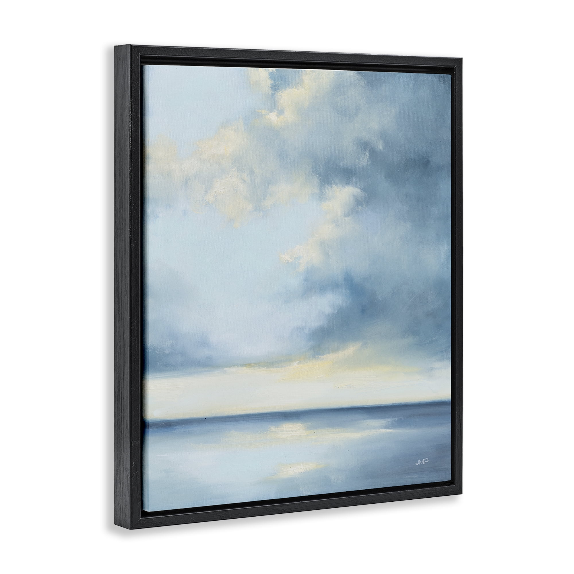 Stupell Industries Shimmering Sea Bright Nautical & Beach Painting Black Floater Framed Canvas Art Print Wall Art, 25 x 31