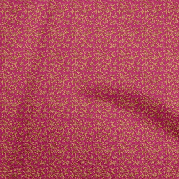 oneOone Cotton Silk Pink Fabric Kalamkari Sewing Fabric By The Yard Printed Diy Clothing Sewing Supplies 42 Inch Wide