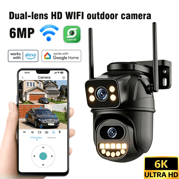 AnjiSee CB02H Surveillance & Security Cameras, For Indoor/Outdoor, Night Vision, PTZ Control, Black