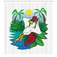 thumbnail image 3 of Ambesonne Sunglasses Shower Curtain, Rooster Exotic Paradise, 69"Wx75"L, Fern Green Multicolor, 3 of 3