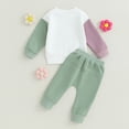 thumbnail image 4 of Gupgi 2Pcs Baby Boy Girl Fall Winter Clothes Rainbow Color Block Crewneck Sweatshirt Tops Solid Pants 0-3 Years, 4 of 9