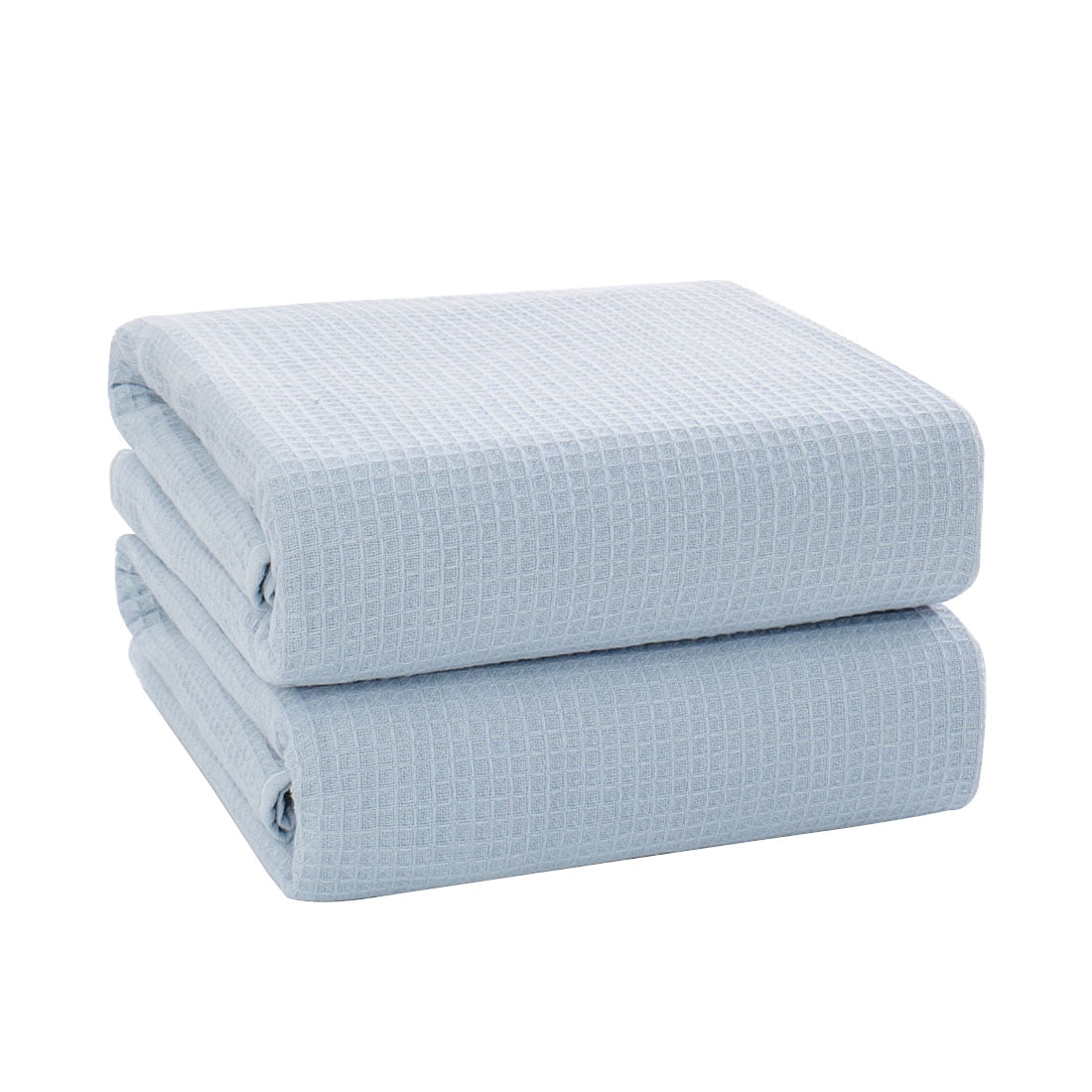 2Pack 100 Cotton Waffle Weave Absorbent Bath Towels 27" x 55" Blue