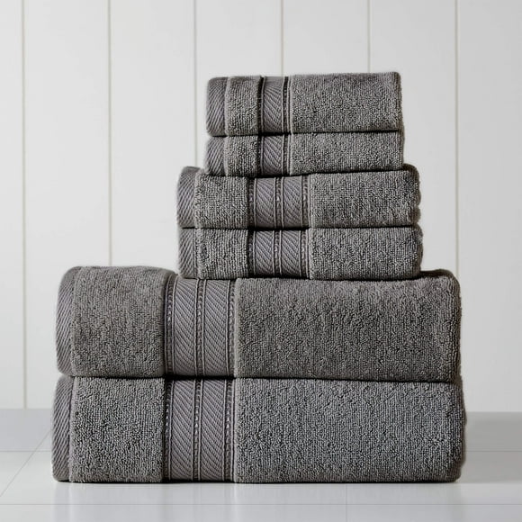 Modern Threads - Spun Loft 6-Piece 100% Combed Cotton Towel Set - Bath Towels, Hand Towels, & Washcloths - Super Absorbent & Quick Dry - 600 GSM - Soft & Plush, Charcoal
