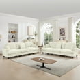 thumbnail image 4 of Newest Classic 2 Piece Modular Couch Living Room Sofa Set,Flared Arms,Removable Ruffles Pleats Skirts,Spindle Legs, 3 Seater Sofa +3-Seat Loveseat Sofa Sets for Living Room, Beige White, 4 of 19