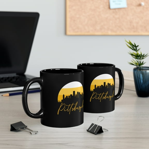 Pittsburgh Skyline Coffee Mug - 11oz Black Ceramic Mug