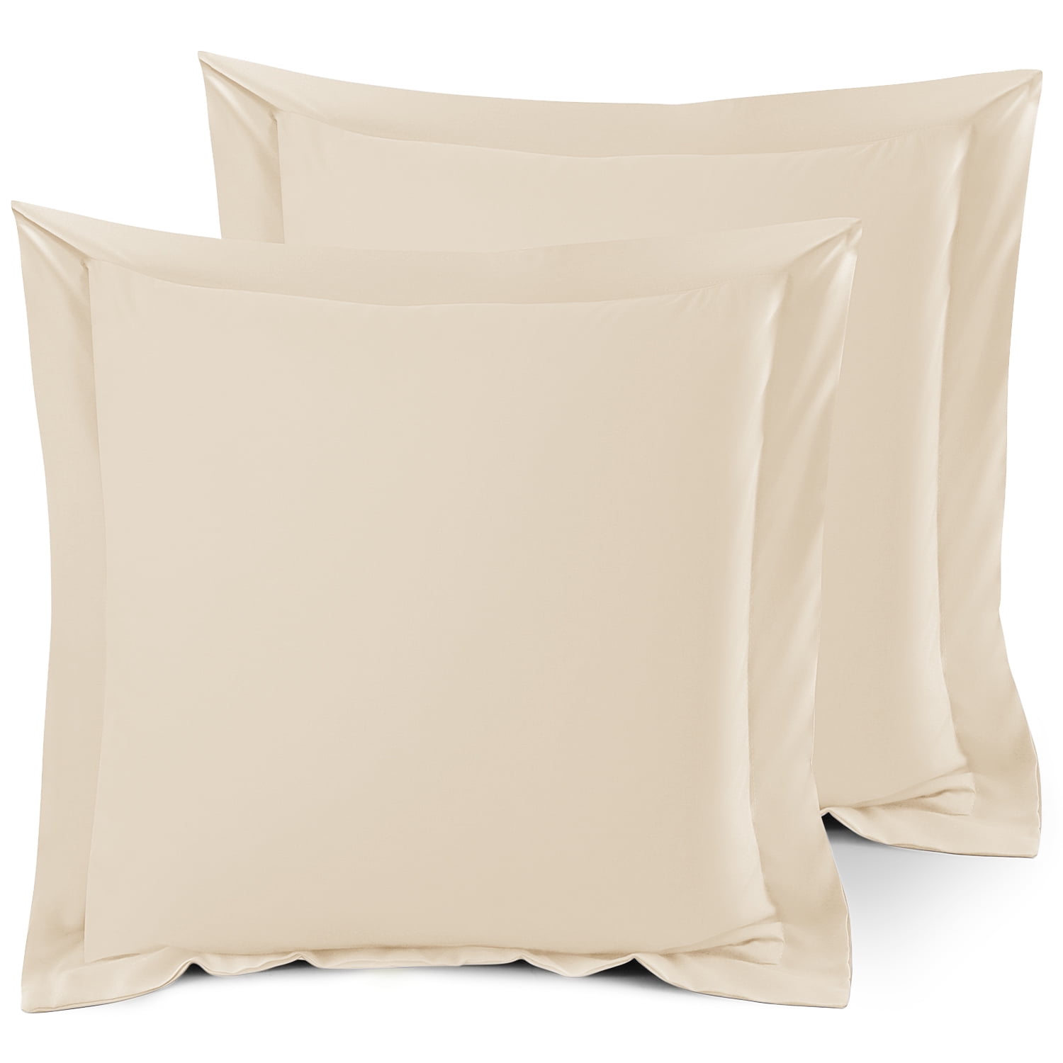 Nestl Set Of 2 Euro 26x26 Size Pillow Shams Beige Cream Hotel Luxury
