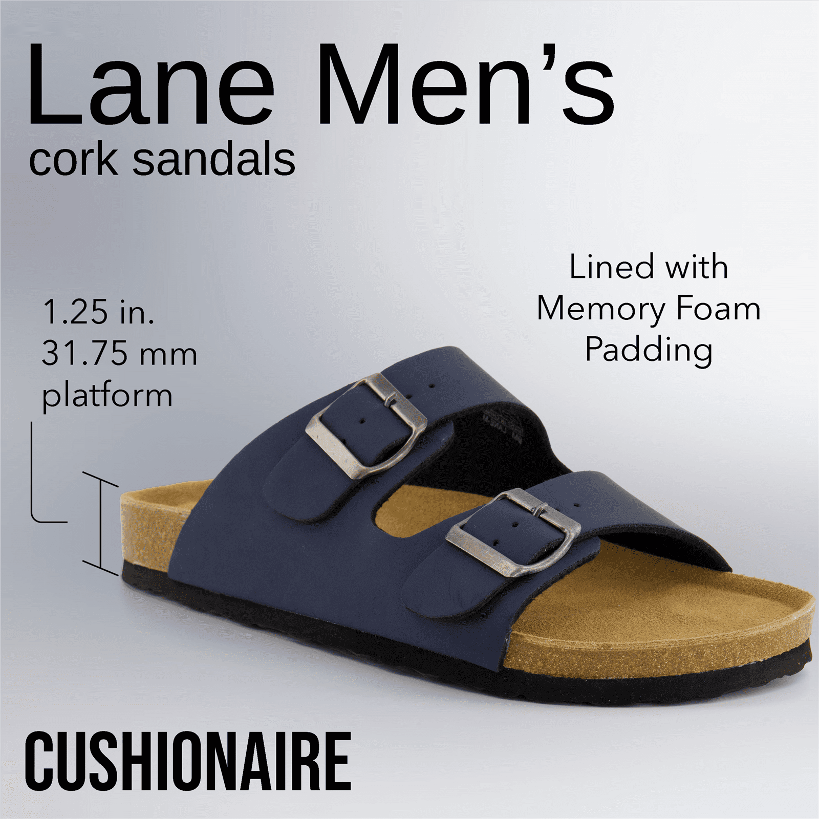 Cushionaire Lane Cork Footbed Mens Sandals, Adjustable  display picture 1