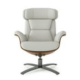 thumbnail image 5 of Jennifer Taylor Home Jovan 31.5" Mid-Century Modern Genuine Leather Recliner Lounge Chair, Pastel Beige Leather, 5 of 9