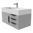 thumbnail image 2 of Castello USA Amazon 36" Gray Wood Floating Vanity with White Top and Black Trim, 2 of 8